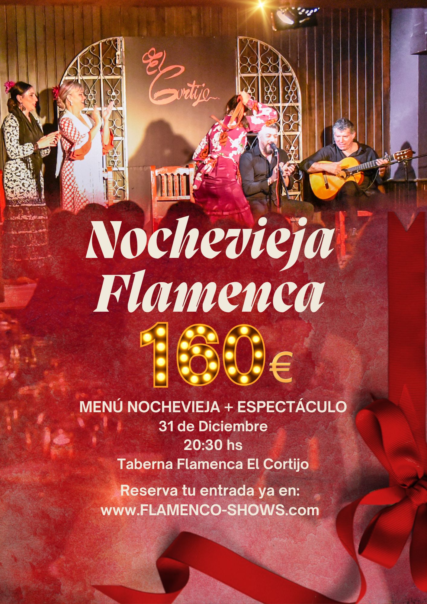 Cena espectáculo Nochevieja en Madrid en Tablao Flamenco El Cortijo