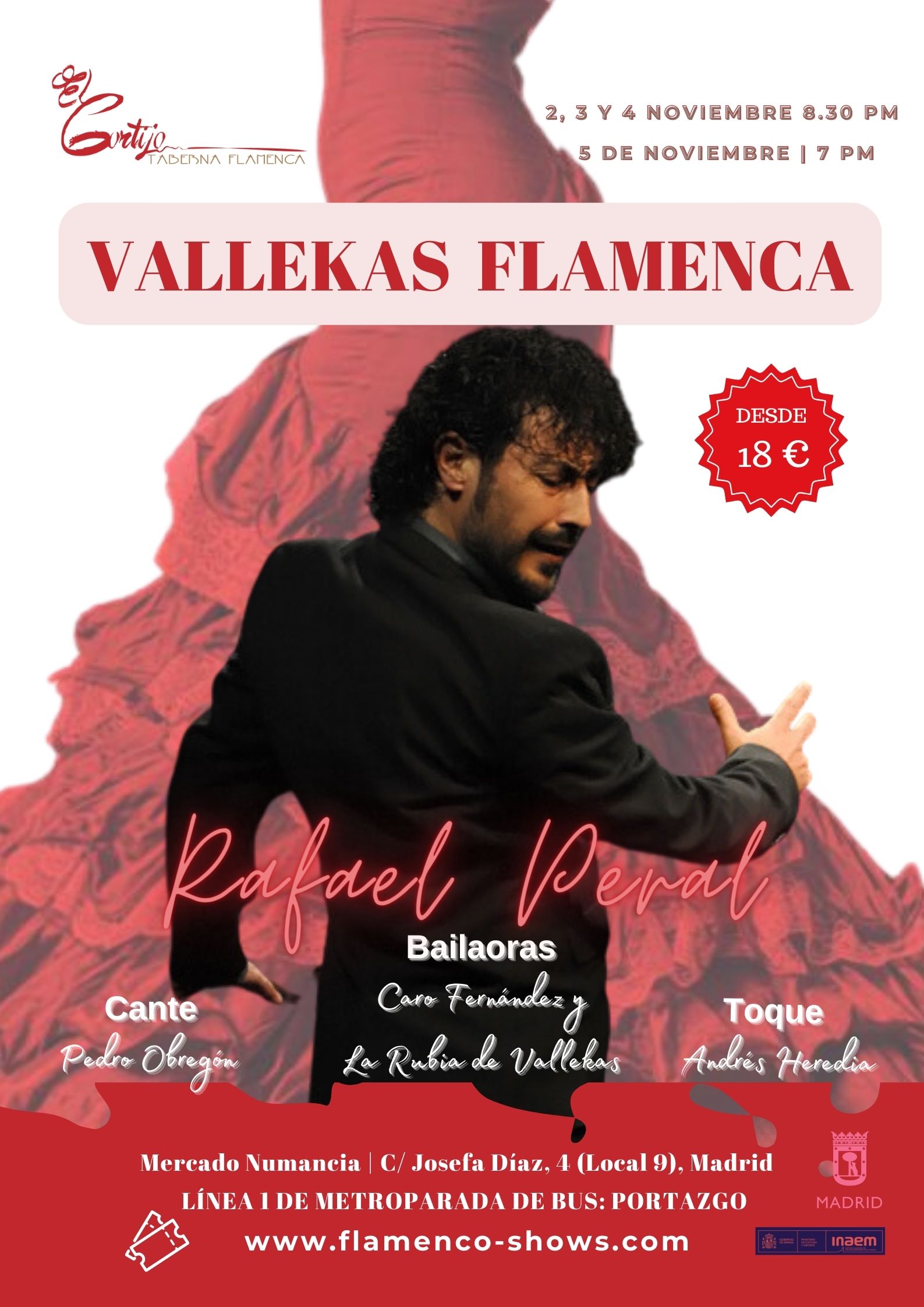 Programación Tablao flamenco El Cortijo del 2 al 5 de noviembre